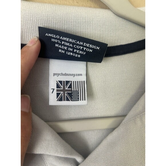 Psycho Bunny Polo Shirt Size 7 XL Gray Pima Cotton Peru Embroidered Logo Preppy - Picture 7 of 10